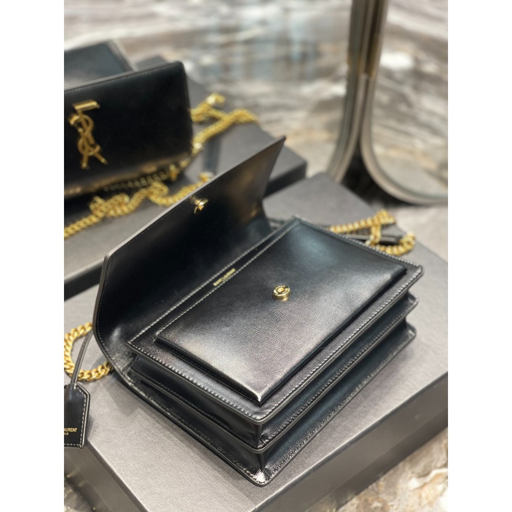 Ysl sunset LARGE SIZE 25.5X17X8CM black gold tone Bags