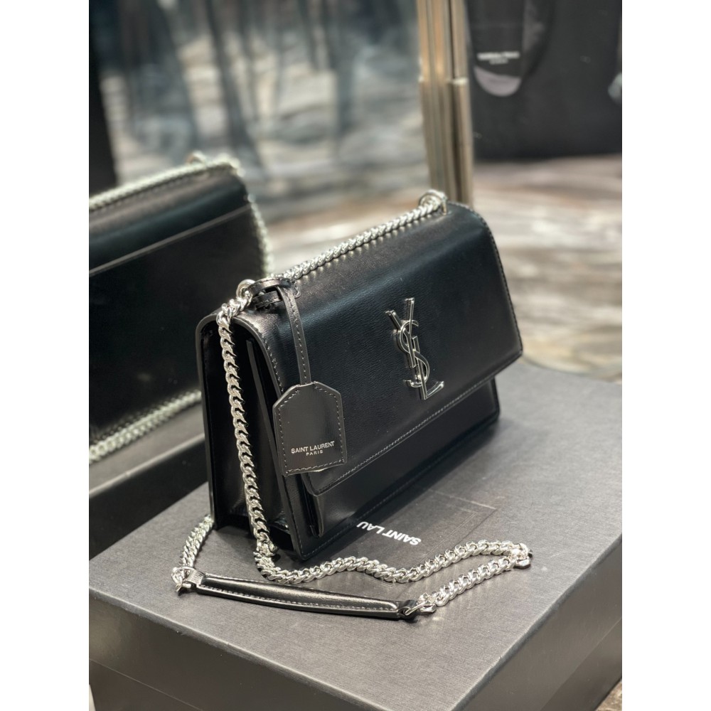 Ysl sunset 22x16x8cm black silver tone Bags