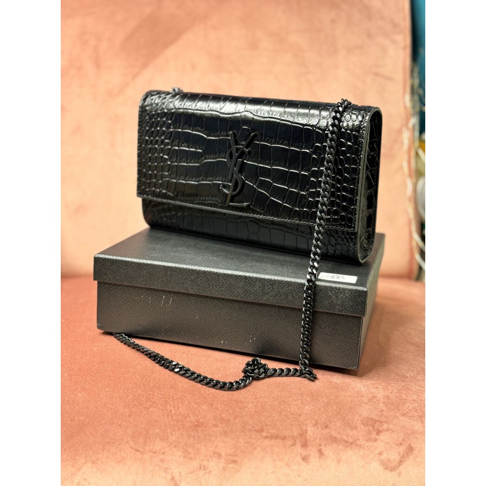 Ysl kate 24cm croc effect black Bags