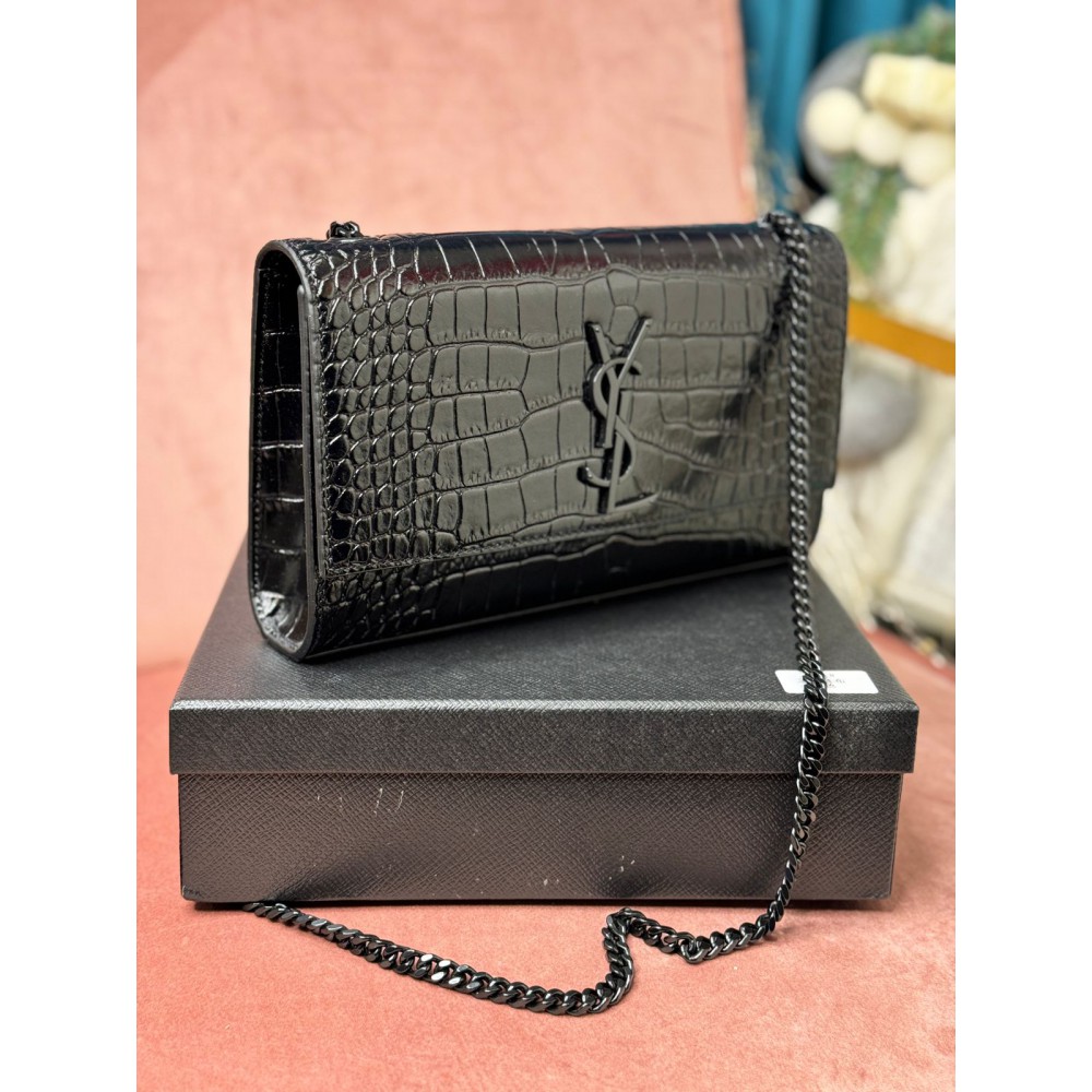 Ysl kate 24cm croc effect black Bags