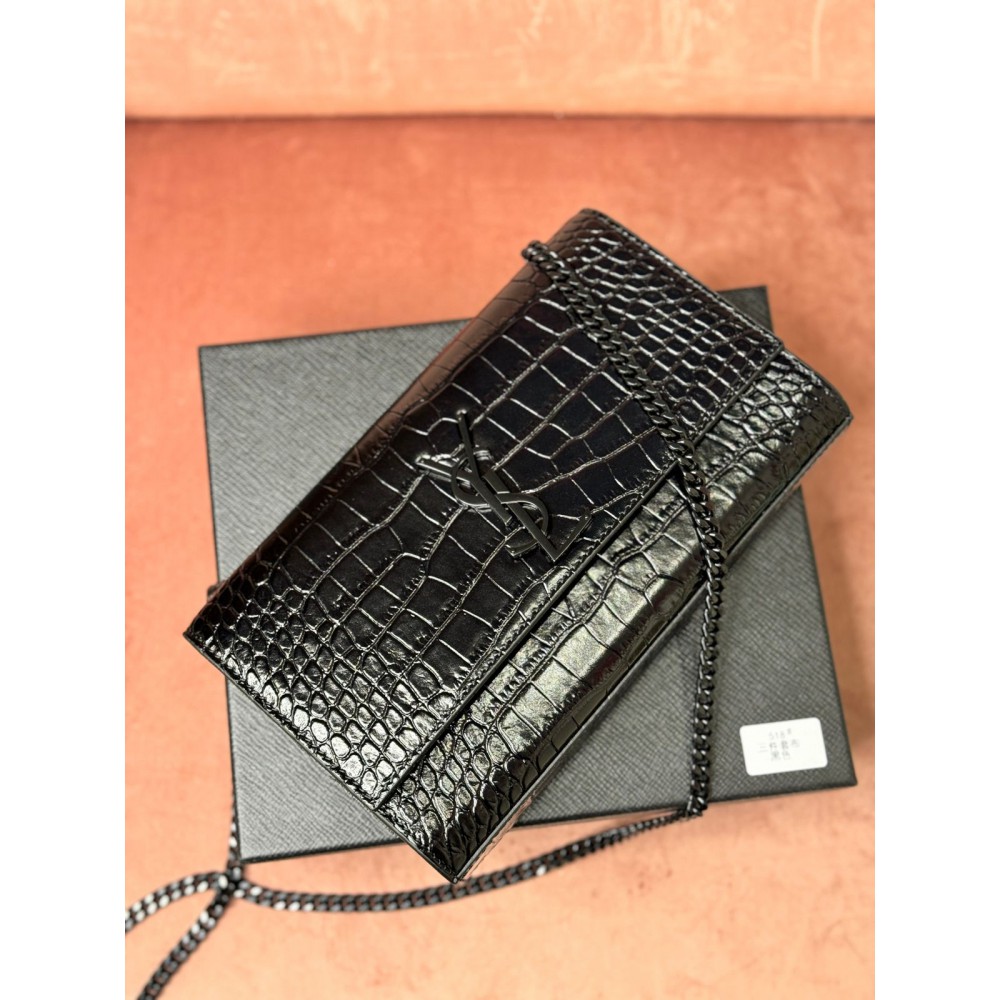 Ysl kate 24cm croc effect black Bags
