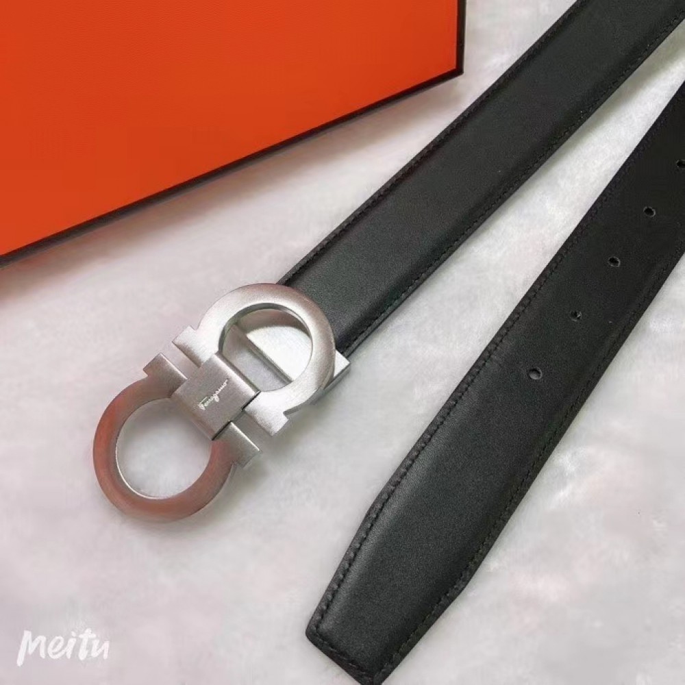 Salvatore ferragamo belt 3.8cm black silver Accesories