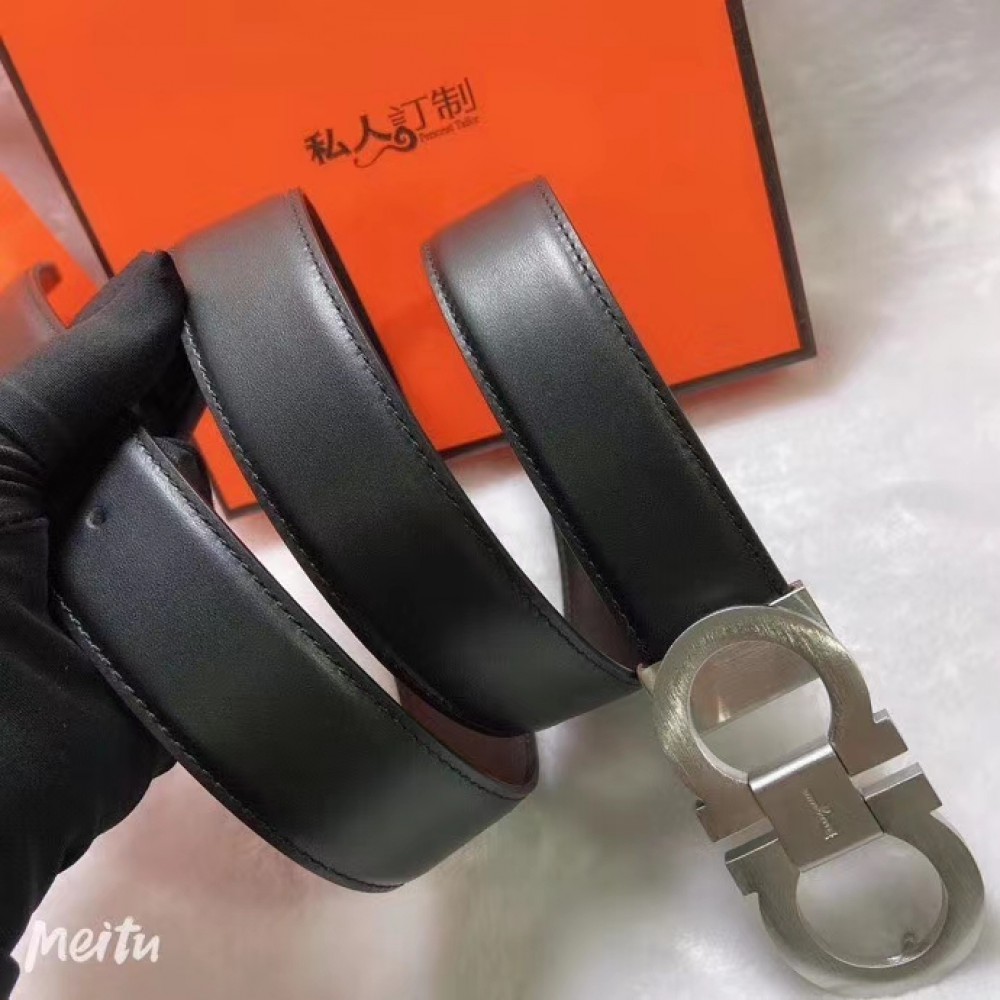 Salvatore ferragamo belt 3.8cm black silver Accesories