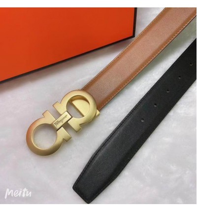 Salvatore ferragamo belt 3.8cm black- brown double side