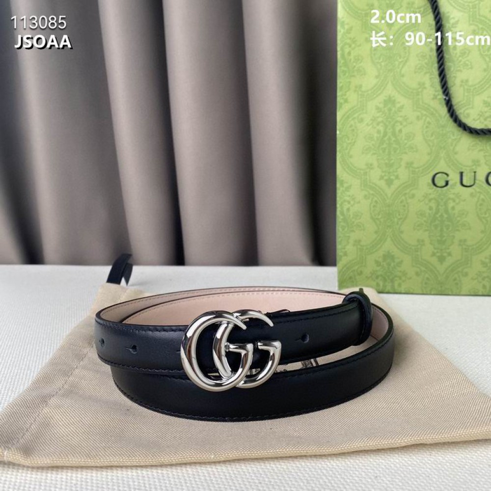 Gucci belt 2.0cm black silver tone Accesories