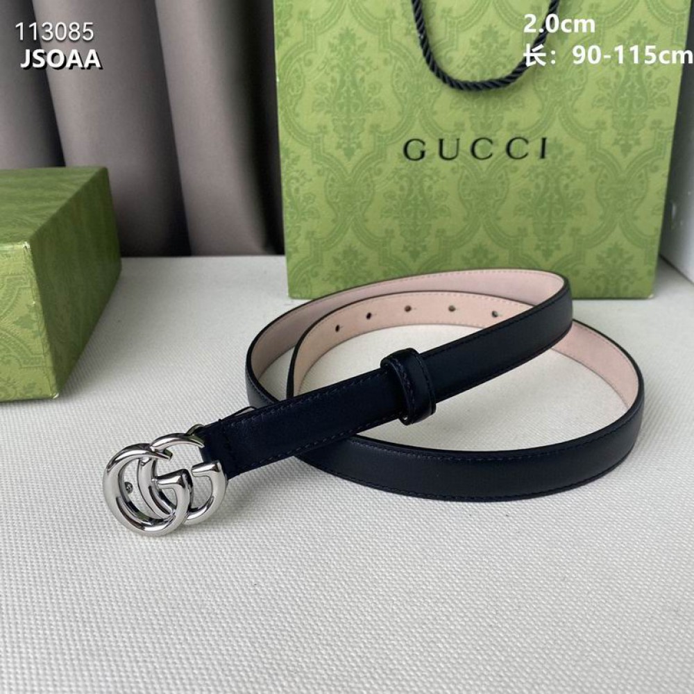 Gucci belt 2.0cm black silver tone Accesories