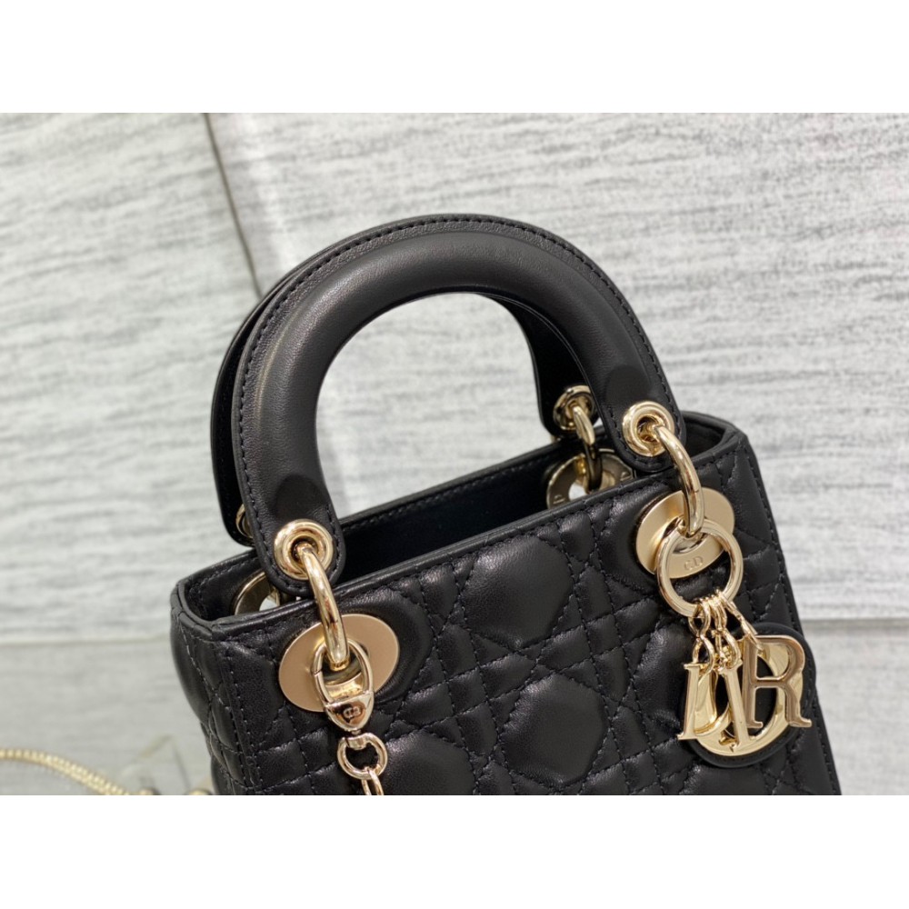 Dior lady black cannage leather 17CM Bags