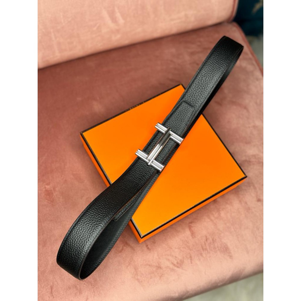 Hermes belt 3.8 cm black silver new Accesories