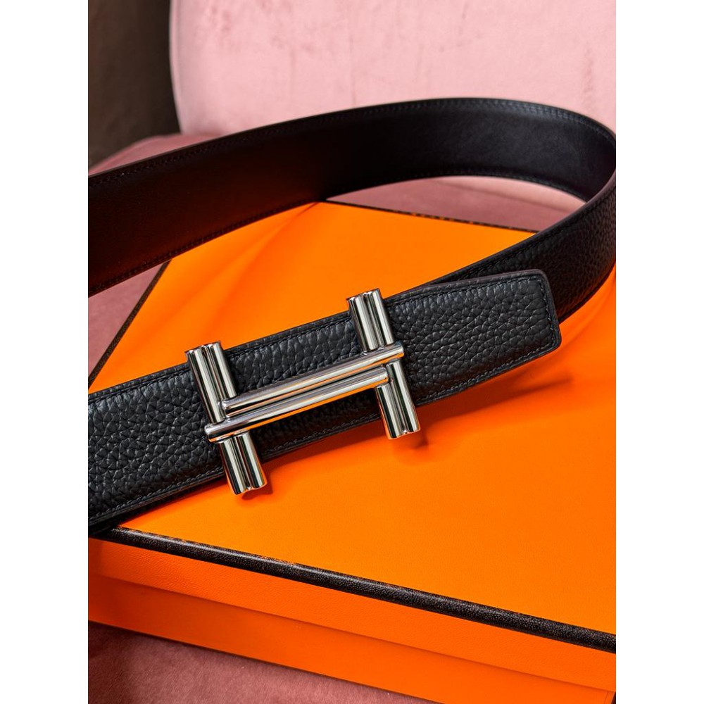 Hermes belt 3.8 cm black silver new Accesories