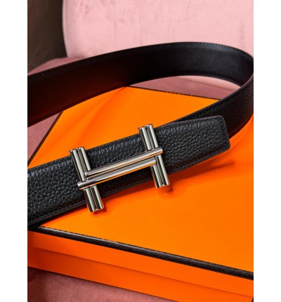 Hermes belt 3.8 cm black silver new
