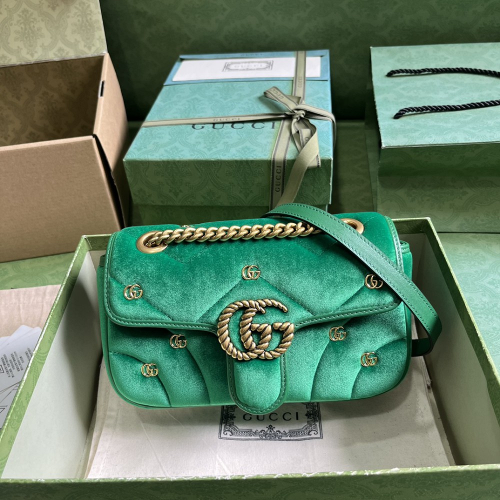 Gucci marmont 22x13x6cm velvet 2024 green Bags