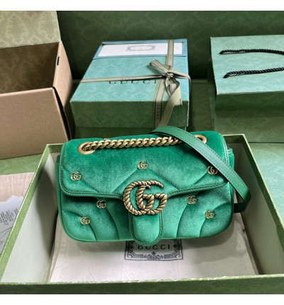 Gucci marmont 22x13x6cm velvet 2024 green