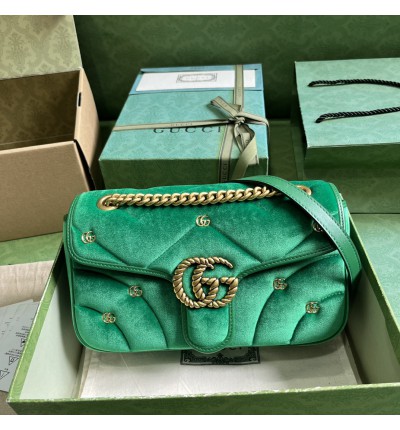 Gucci marmont 26x15x7cm velvet 2024 green