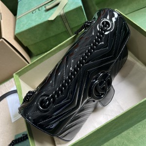 Gucci marmont 26x15x7cm shiny leather black 2024 Bags