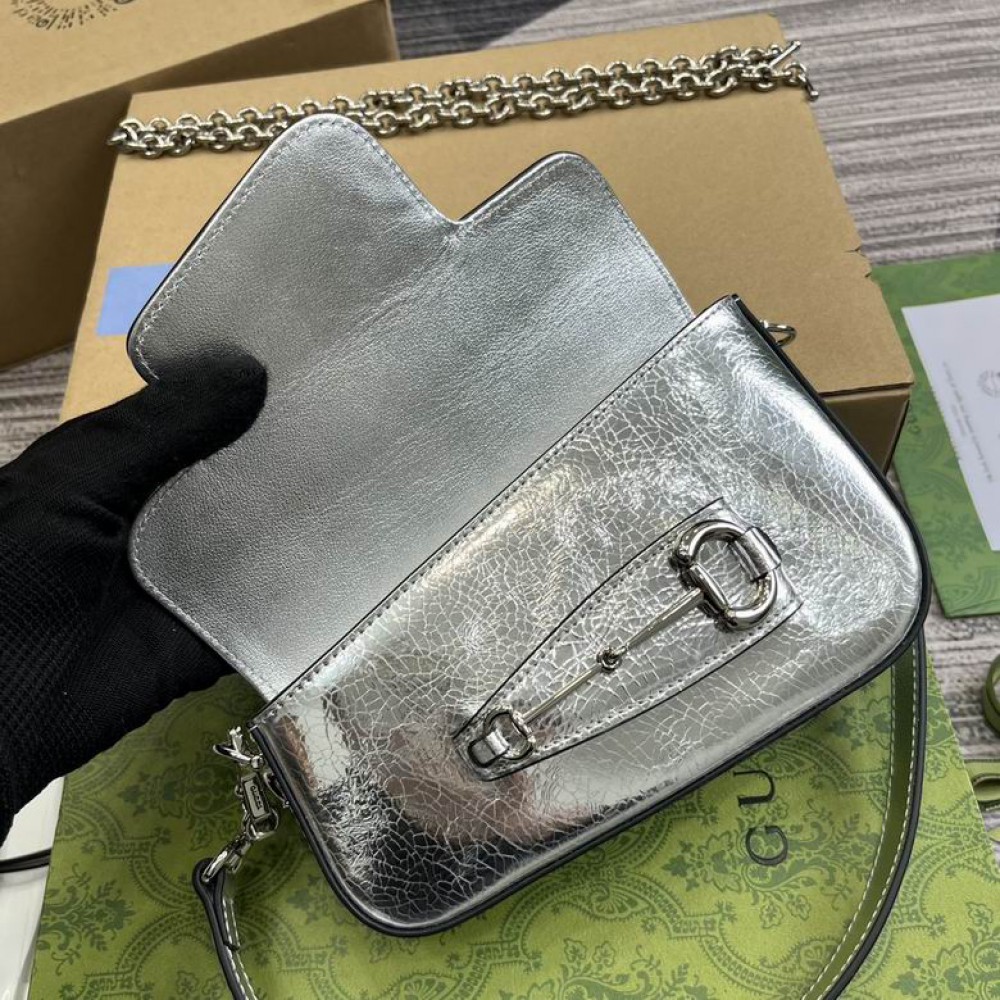 Gucci horsebit 8-12.5X19.5X3-6cm silver Bags