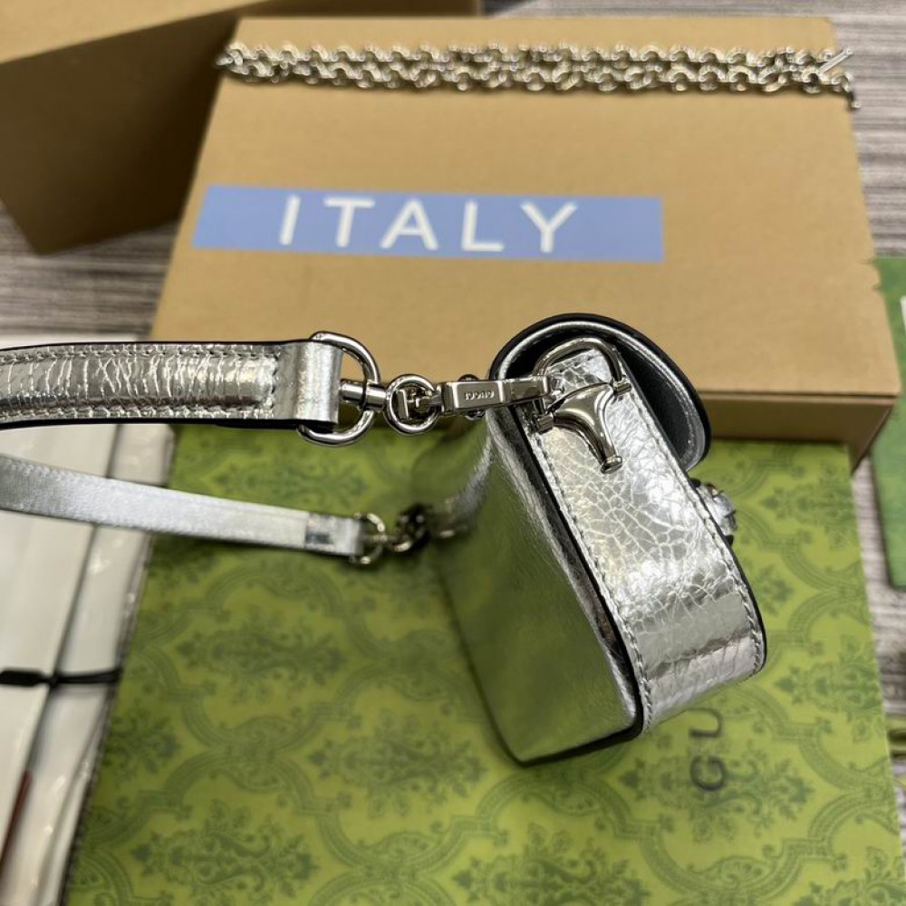 Gucci horsebit 8-12.5X19.5X3-6cm silver Bags