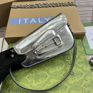 Gucci horsebit 8-12.5X19.5X3-6cm silver Bags
