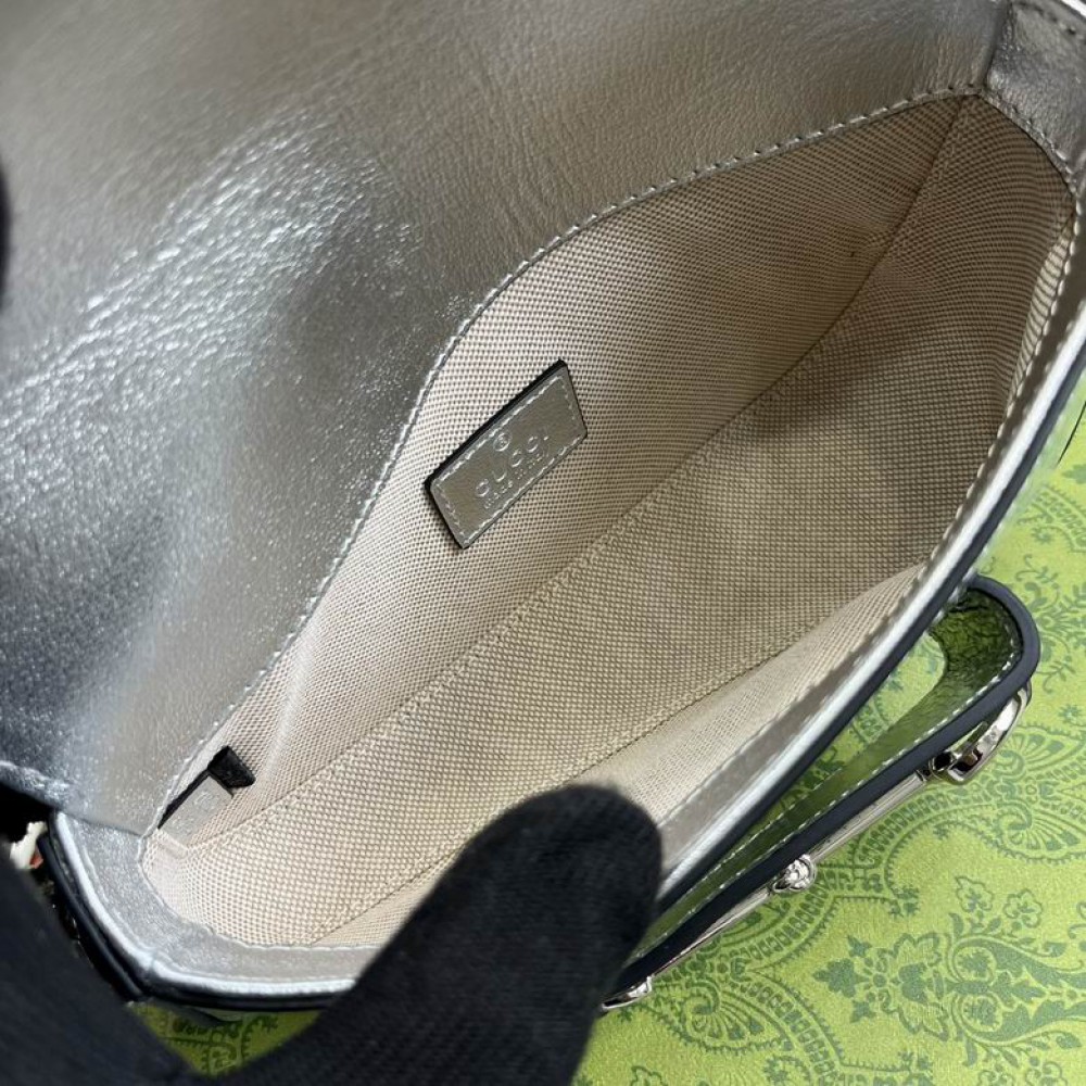 Gucci horsebit 8-12.5X19.5X3-6cm silver Bags