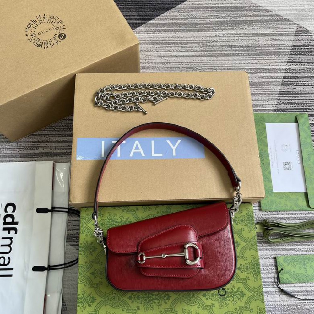 Gucci horsebit 8-12.5X19.5X3-6cm red Bags