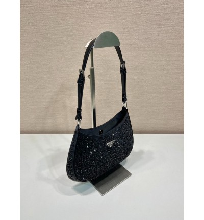 Prada cleo satin bag with crystals 22x18.5x4.5cm