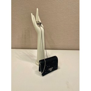 Prada Cardholder with shoulder strap and crystals 11.5x8cm Bags