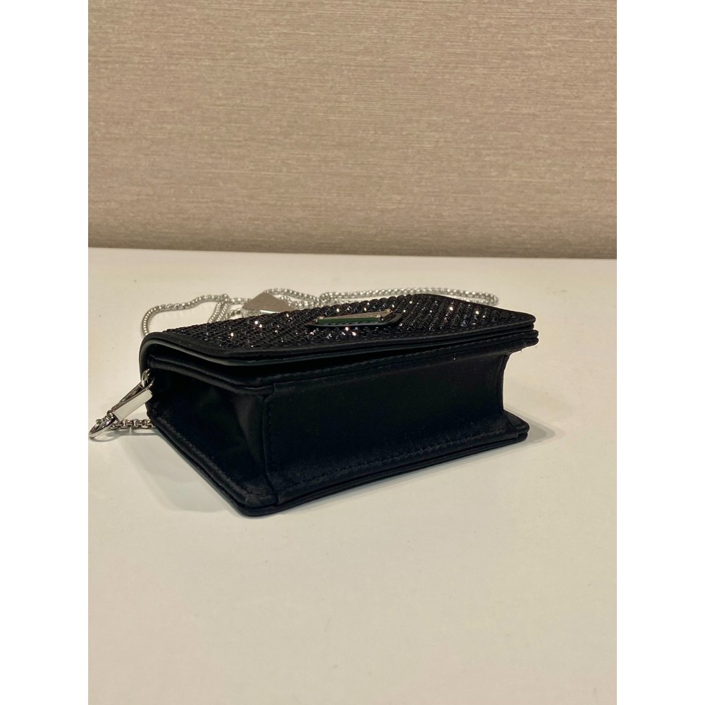 Prada Cardholder with shoulder strap and crystals 11.5x8cm Bags
