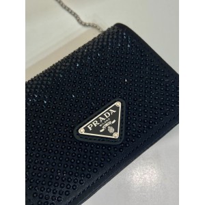 Prada Cardholder with shoulder strap and crystals 11.5x8cm Bags
