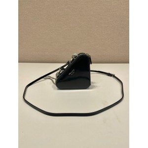 Prada Crystal Triangular Embellished Satin And Leather Mini-pouch 15x10x5cm Bags