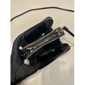 Prada Crystal Triangular Embellished Satin And Leather Mini-pouch 15x10x5cm Bags