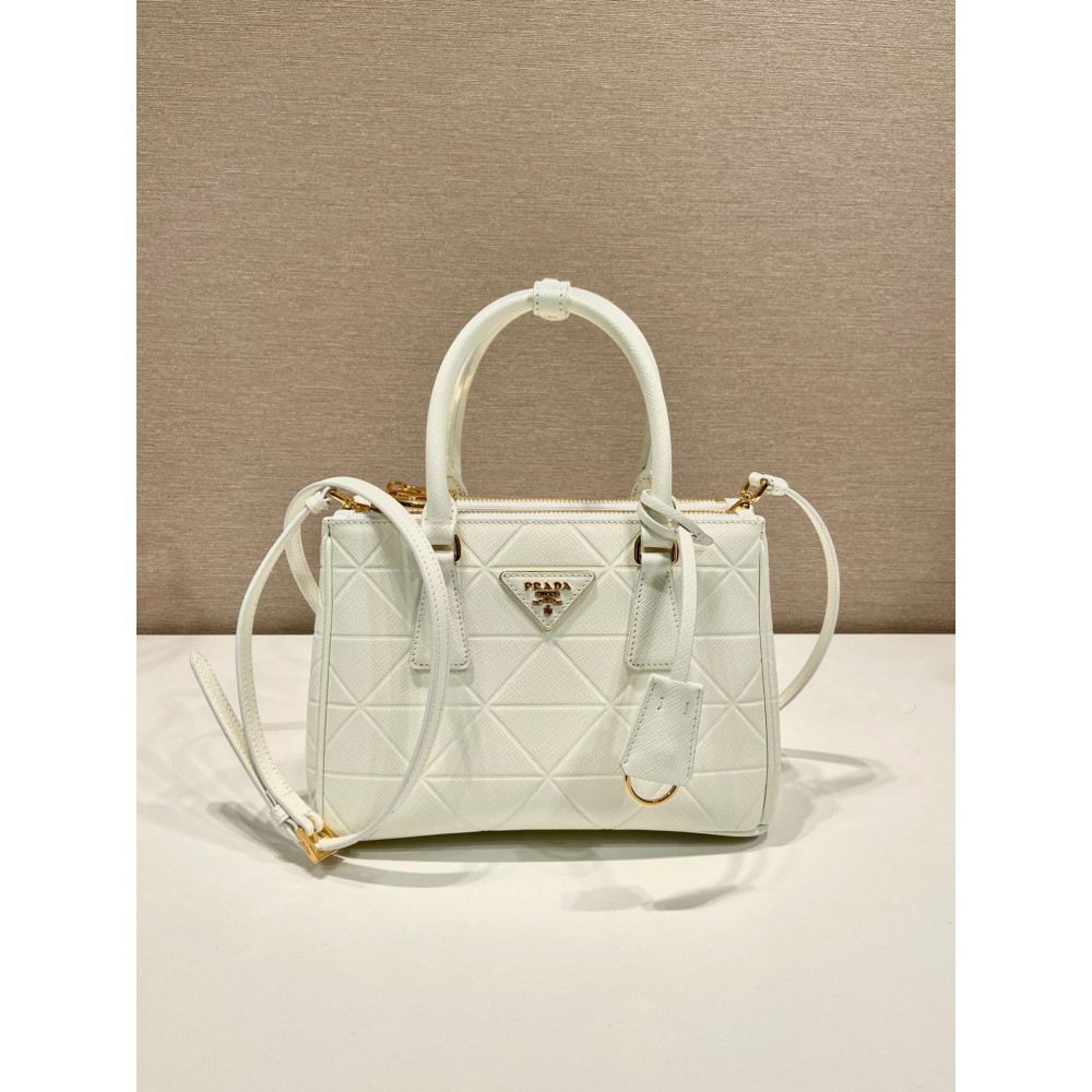 Prada White Small Galleria Saffiano Leather Bag 24.5x16.5x11cm Bags