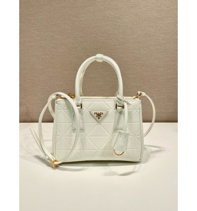 Prada White Small Galleria Saffiano Leather Bag 24.5x16.5x11cm