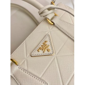 Prada White Small Galleria Saffiano Leather Bag 24.5x16.5x11cm Bags