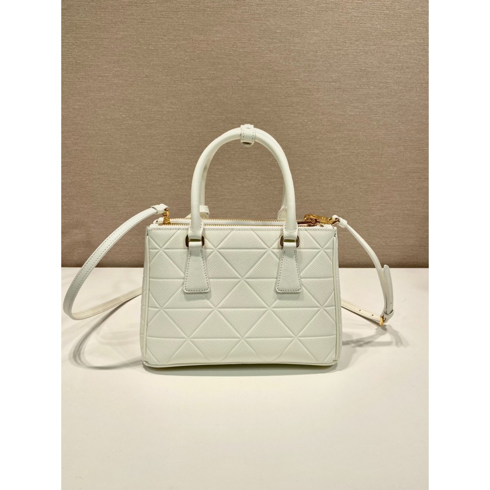 Prada White Small Galleria Saffiano Leather Bag 24.5x16.5x11cm Bags