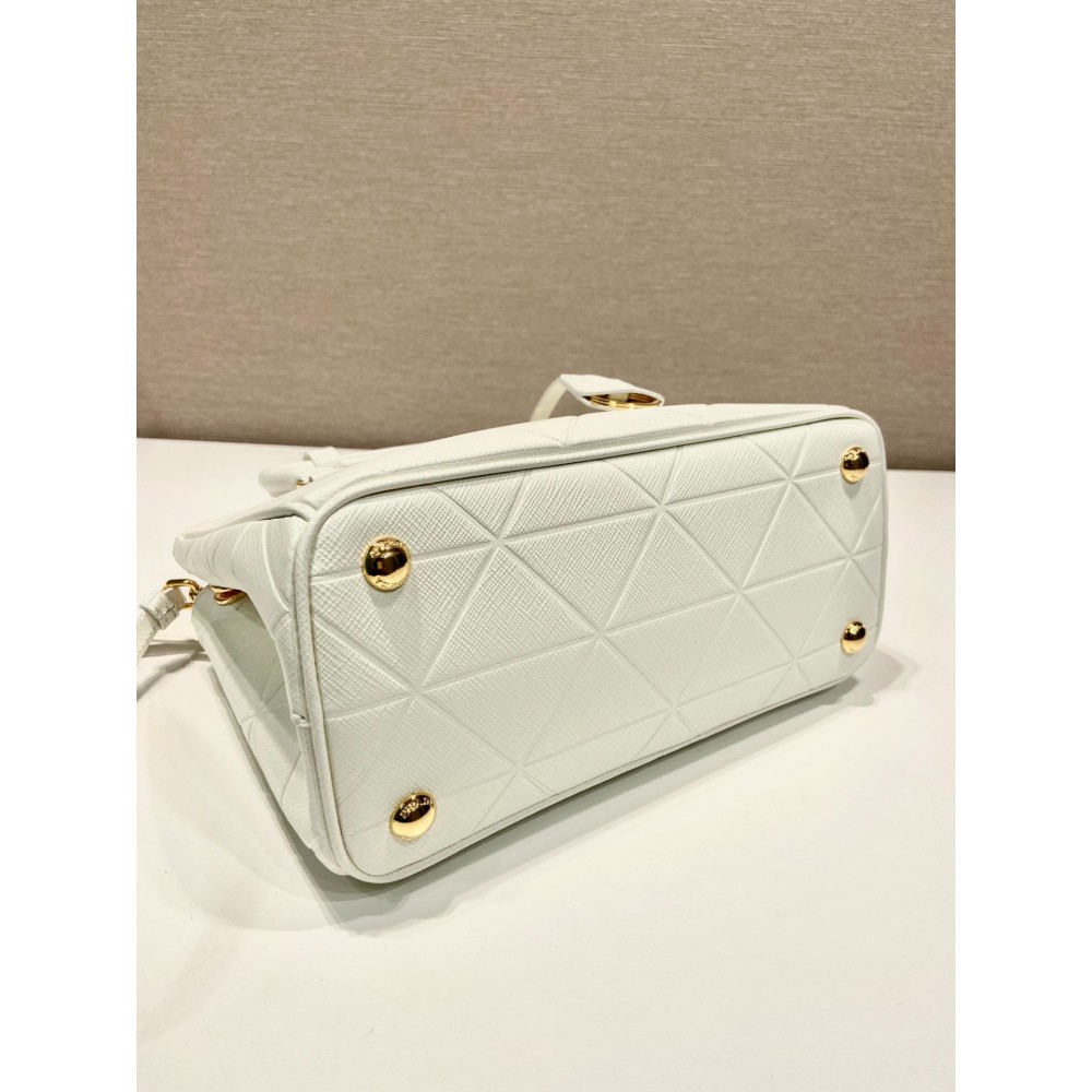 Prada White Small Galleria Saffiano Leather Bag 24.5x16.5x11cm Bags