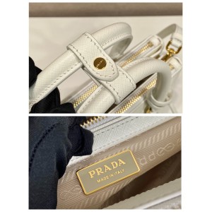 Prada White Small Galleria Saffiano Leather Bag 24.5x16.5x11cm Bags