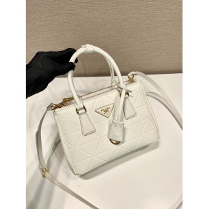Prada White Small Galleria Saffiano Leather Bag 24.5x16.5x11cm Bags