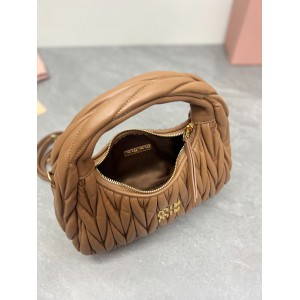 Miu Miu brown Wander Matelassé Satin Hobo Bag 23X13X7cm Bags