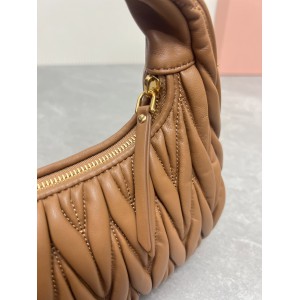 Miu Miu brown Wander Matelassé Satin Hobo Bag 23X13X7cm Bags