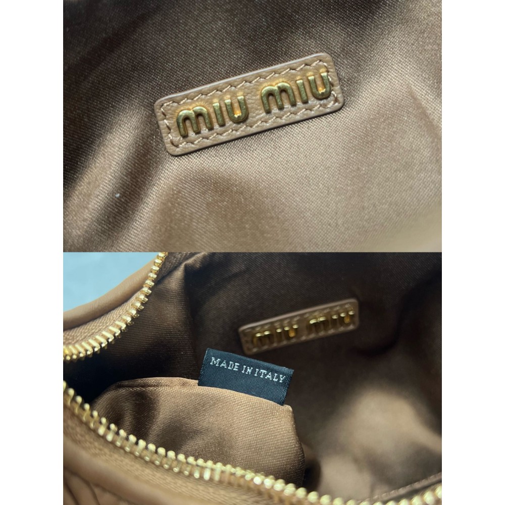 Miu Miu brown Wander Matelassé Satin Hobo Bag 23X13X7cm Bags