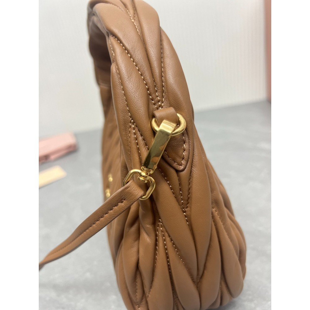 Miu Miu brown Wander Matelassé Satin Hobo Bag 23X13X7cm Bags