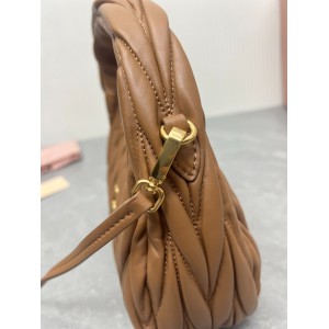 Miu Miu brown Wander Matelassé Satin Hobo Bag 23X13X7cm Bags