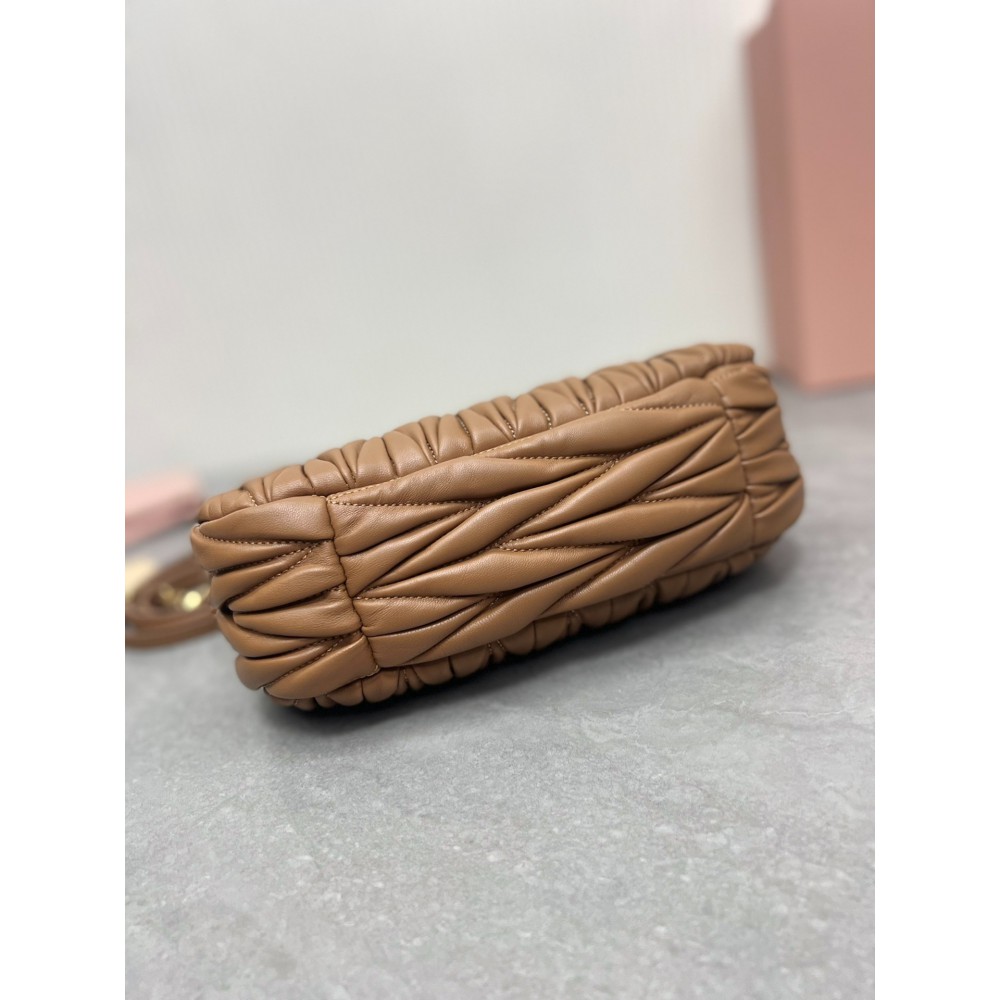 Miu Miu brown Wander Matelassé Satin Hobo Bag 23X13X7cm Bags