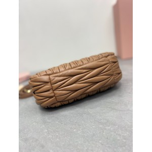 Miu Miu brown Wander Matelassé Satin Hobo Bag 23X13X7cm Bags