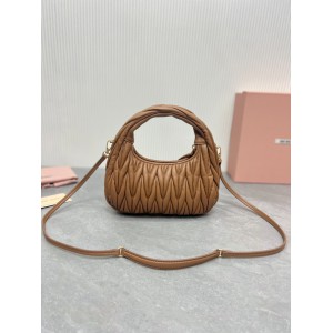 Miu Miu brown Wander Matelassé Satin Hobo Bag 23X13X7cm Bags