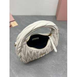 Miu Miu white Wander Matelassé Satin Hobo Bag 23X13X7cm Bags