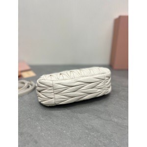 Miu Miu white Wander Matelassé Satin Hobo Bag 23X13X7cm Bags