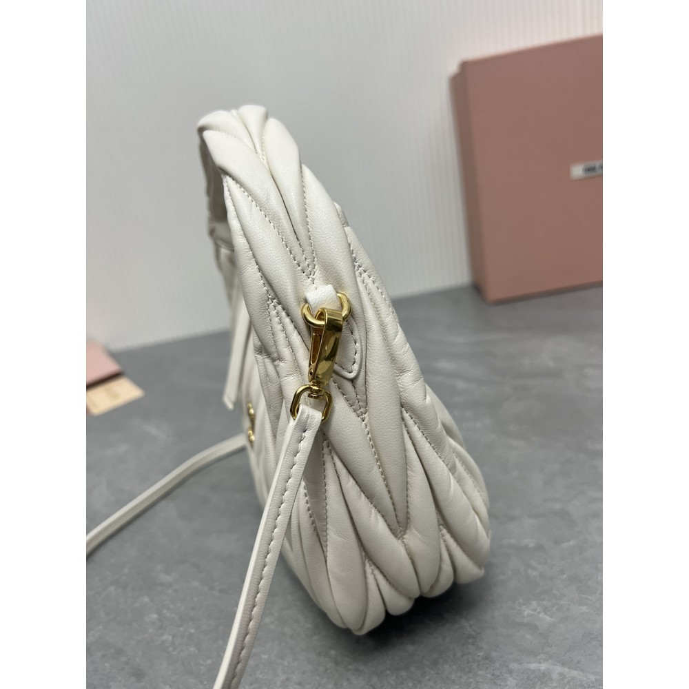 Miu Miu white Wander Matelassé Satin Hobo Bag 23X13X7cm Bags