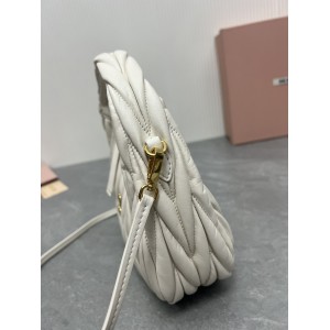 Miu Miu white Wander Matelassé Satin Hobo Bag 23X13X7cm Bags