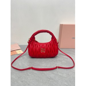 Miu Miu red Wander Matelassé Satin Hobo Bag 23X13X7cm Bags