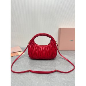 Miu Miu red Wander Matelassé Satin Hobo Bag 23X13X7cm Bags